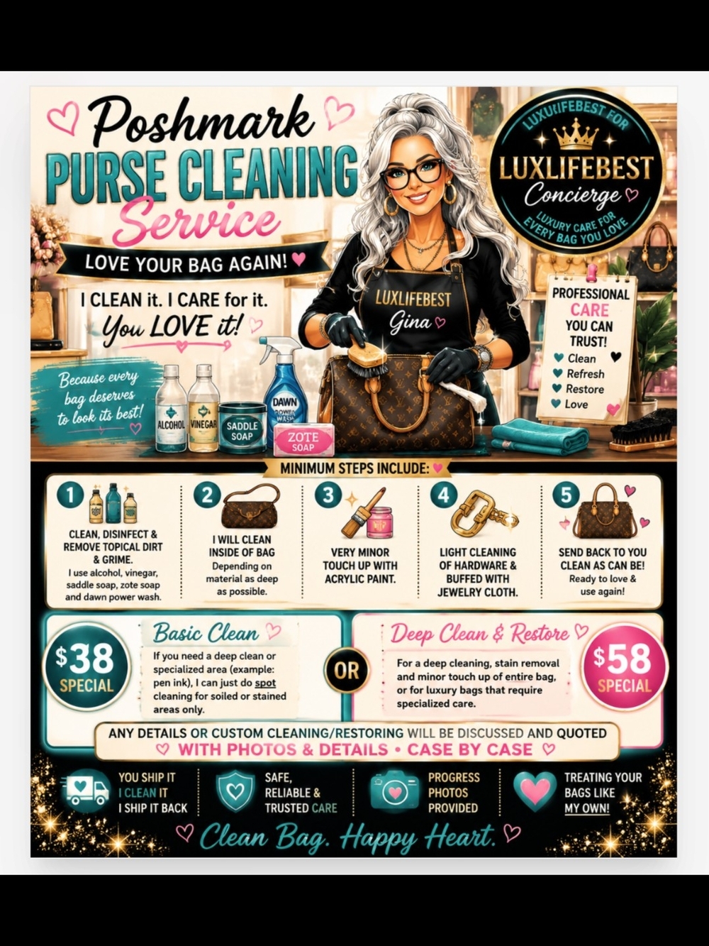 Coach Brown‎ and Gold Luxury Purse Cleaning Service Art Print